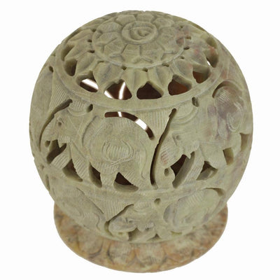 Soapstone Hand Carved Elephants Cone Burner & tea light Candle holder