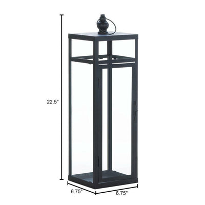 Tall Geometric Lantern - 22.5" in Black