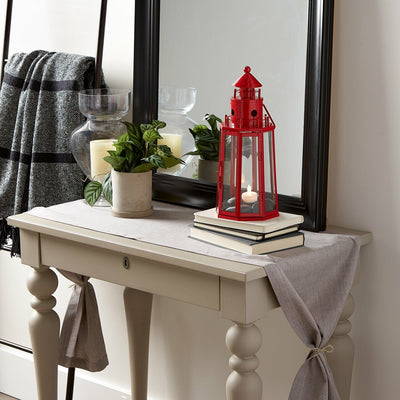 Candle Lantern - Red Metal Lighthouse