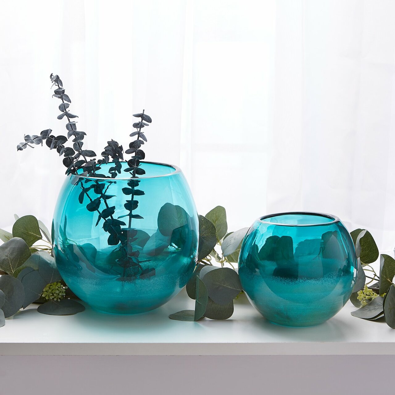 Fish Bowl Style Vase - Aqua Gradient 5 inches
