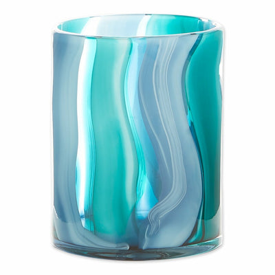 Blue Swirls Cylinder Glass Vase - 6.5 inches