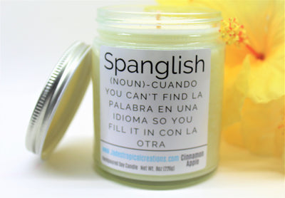 Natural Soy Scented Candle - Spanglish Spanish - Funny