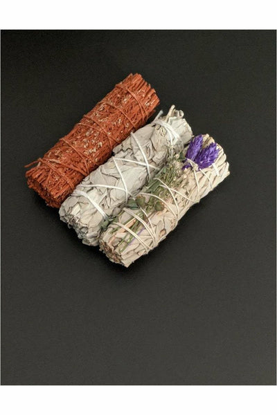 White sage, dragons blood, sage lavender and eucalyptus smudge variety pack