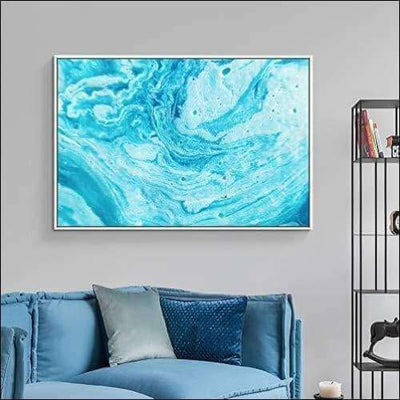 Blue Abstract Framed Canvas Painting - Framed Canvas Painting - $225.99