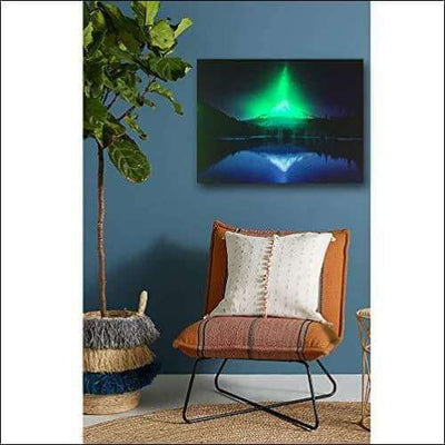 Canvas Wall Art - Blue Lake Mountain LED - LED Framed Canvas Painting - $181.99