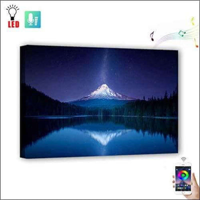 Canvas Wall Art - Blue Lake Mountain LED - LED Framed Canvas Painting - $181.99