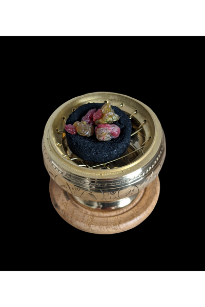 Resin incense kit with brass incense burner