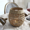 Wicker Candle Holder Woven Seagrass With Glass Cup