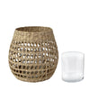 Wicker Candle Holder Woven Seagrass With Glass Cup