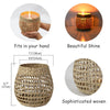 Wicker Candle Holder Woven Seagrass With Glass Cup
