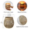 Wicker Candle Holder Woven Seagrass With Glass Cup
