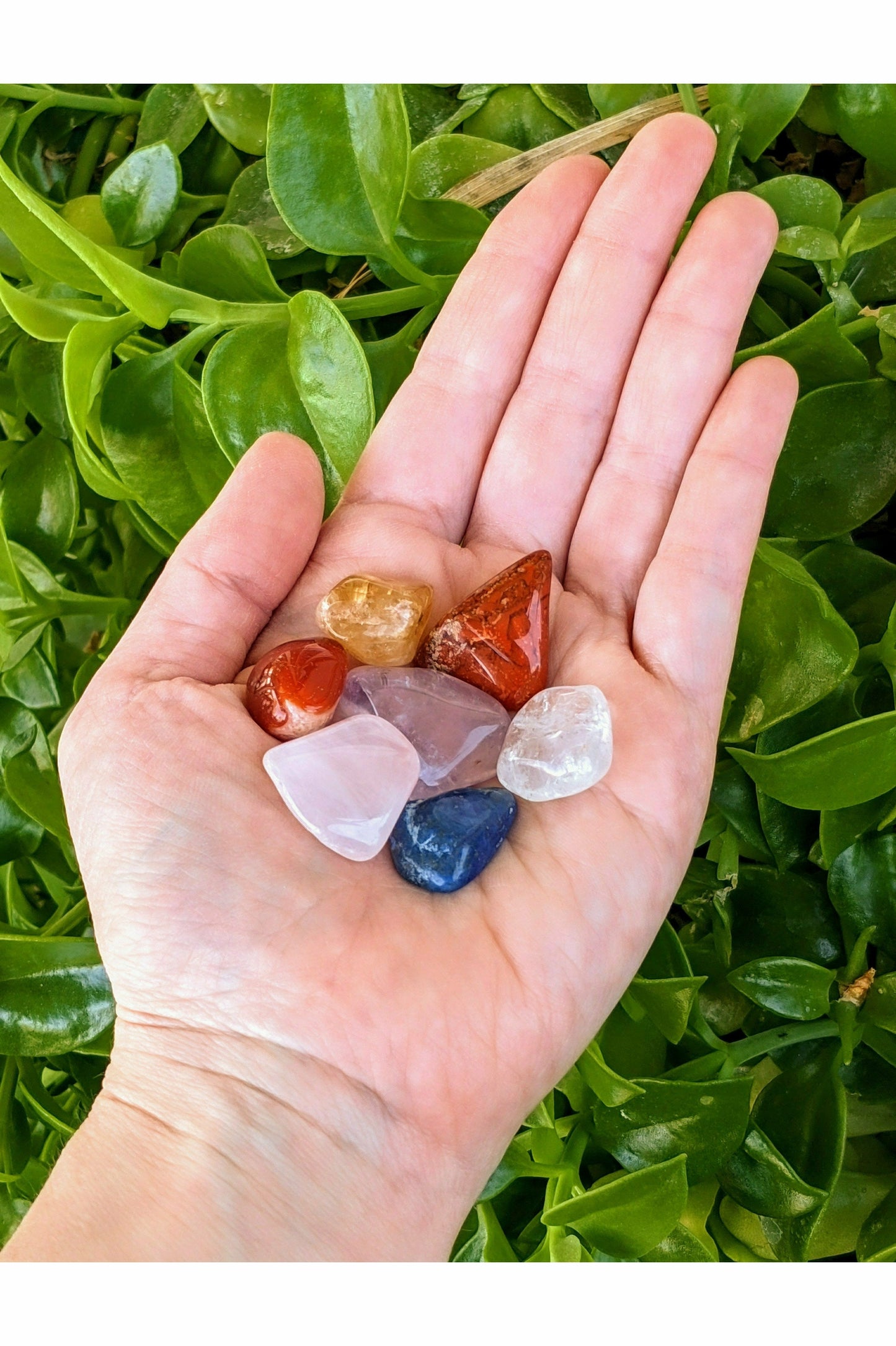 7 crystals set with selenite charging moon