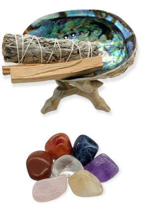 Balancing Smudge Kit with 7 Chakra Crystals Set