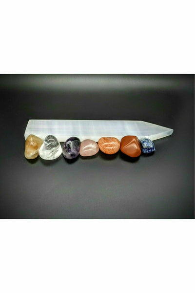 7 Chakra Crystal Set with Selenite Charging Tray