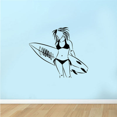 A Girl and Her Surfboard - Decorative Wall Stickers
