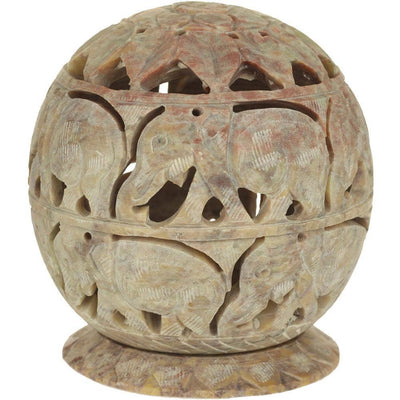 Soapstone Hand Carved Elephants Cone Burner & tea light Candle holder