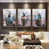 Diamond Mural Vase Crystal Porcelain Triple Framed Canvas Painting - Framed Canvas Painting - $7004.99