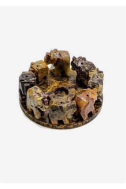 natural Soapstone Elephant circle Incense Holder