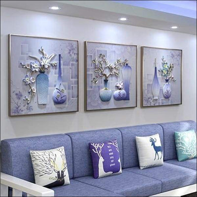 Embossed Mural Triple Framed Canvas Painting - Framed Canvas Painting - $7128.99