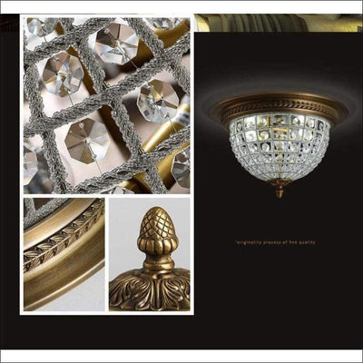 European Antique Gold Crystal Ceiling Lamp - Ceiling Lamp - $1782.99