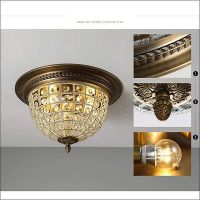 European Antique Gold Crystal Ceiling Lamp - Ceiling Lamp - $1782.99