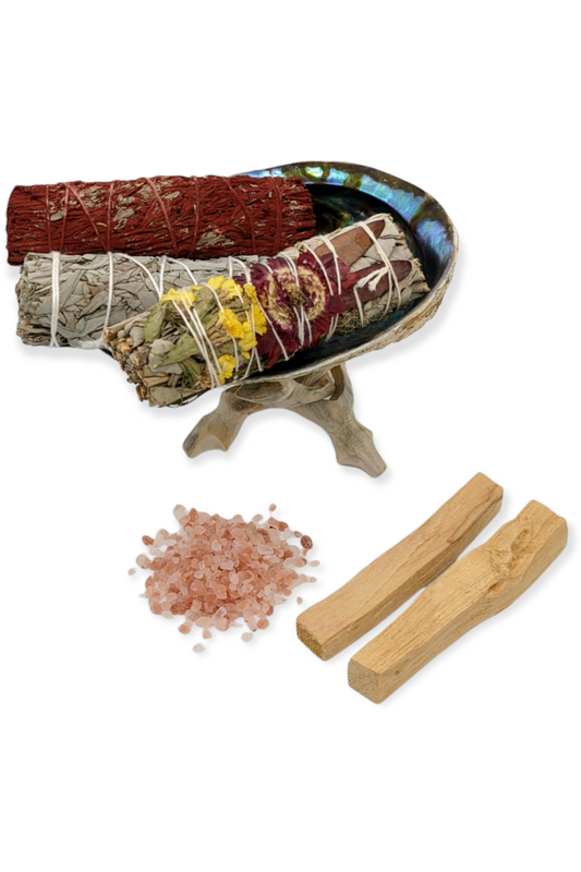 White Sage, Flower & dragons blood smudge kit