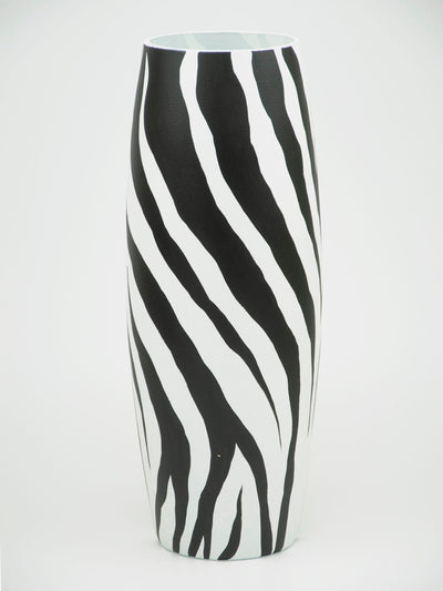 Art decorated zebra glass vase Large Floor Vase Art Glass Oval Vase