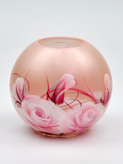 Table Handpainted Glass Vase for Flowers | Painted Art Glass Round Vase | Interior Design Home Room Decor | Table vase 6 inch
