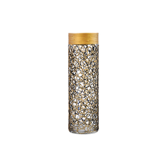 Gold infinity decorated vase | Handpainted Glass Vase for Flowers | Cylinder Vase | Office Design | Home Decor | Large Floor Vase 16 inch