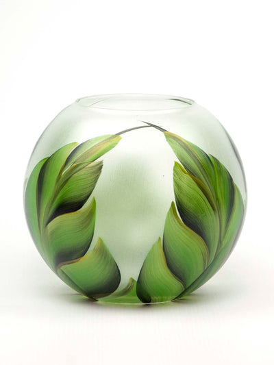Handpainted Glass Vase for Flowers | Painted Art Glass Vase | Interior Design Home Room Decor Tropical | Table vase 6 inch
