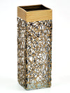 Gold Glass Vase | Square vase | Art Decorated Glass Vase for flowers | Table vase 12 inch | Interior Design | Home Decor