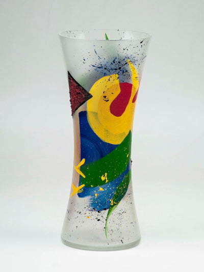 Handpainted Glass Vase for Flowers | Spool Painted Vase | Interior Design Home Room Decor | Table vase 12 inch