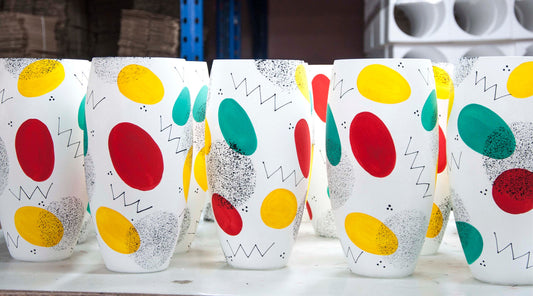 Handpainted Glass Vase | Painted Art Glass Oval Multicolor Vase | Interior Design Home Room Decor | Table vase 12 inch