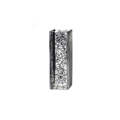 Glass Vase | Square vase | Art Decorated Glass Vase for flowers | Table vase 12 inch | Interior Design | Black Spiderweb