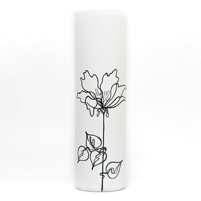 Black flower Glass vase for flowers Cylinder Vase