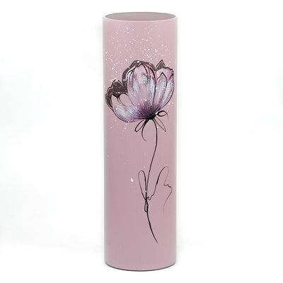 Gentle flower | Art decorated glass vase | Glass vase for flowers | Cylinder Vase | Interior Design | Home Decor | Large Floor Vase 16 inch