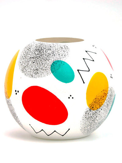 Handpainted Glass Vase for Flowers | Painted Art Glass Multicolor Bubbles Vase | Interior Design Home Room Decor | Table vase 6 inch