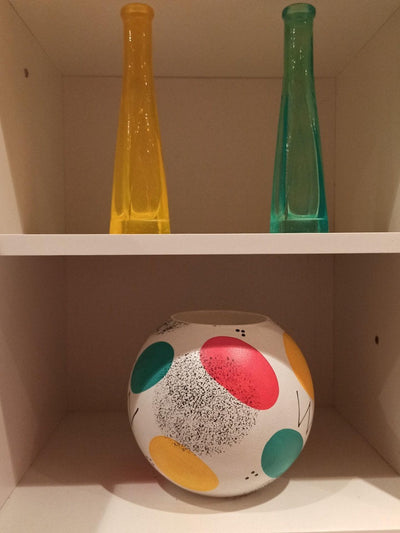 Handpainted Glass Vase for Flowers | Painted Art Glass Multicolor Bubbles Vase | Interior Design Home Room Decor | Table vase 6 inch