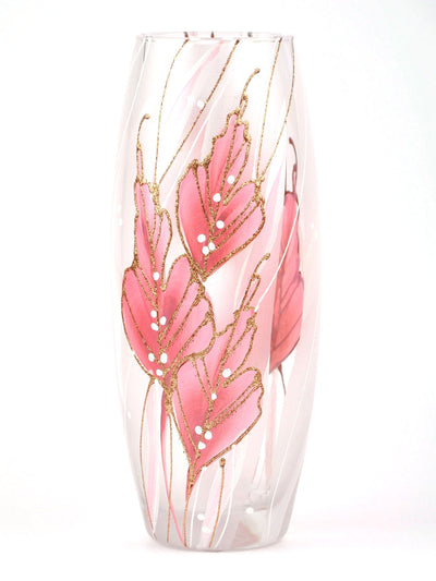 Glass vase | Painted Art Glass Vase for flowers | Interior Design | Home Decor | Table vase 10 inch