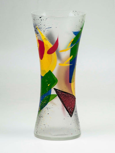 Handpainted Glass Vase for Flowers | Spool Painted Vase | Interior Design Home Room Decor | Table vase 12 inch