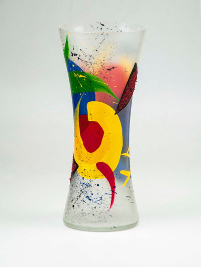 Handpainted Glass Vase for Flowers | Spool Painted Vase | Interior Design Home Room Decor | Table vase 12 inch