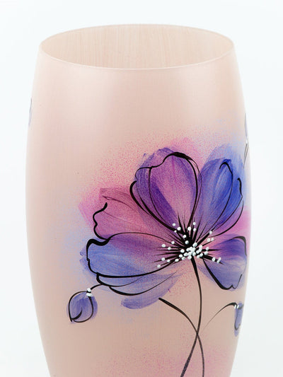 Handpainted Glass Vase for Flowers | Painted Art Glass Oval Vase | Interior Design Gentle Room Decor | Table vase 12 inch