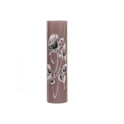 Handmade decorated vase | Glass vase for flowers | Cylinder Vase | Interior Design | Home Decor | Large Floor Vase 16 inch