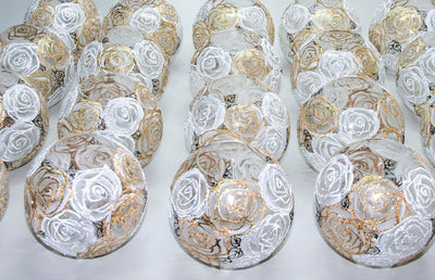 Glass Vase Gold Roses Bubble  - Candle Holder