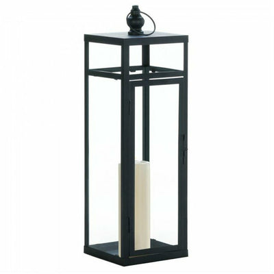 Tall Geometric Lantern - 22.5" in Black