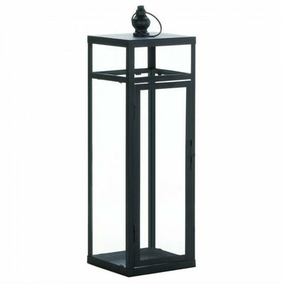 Tall Geometric Lantern - 22.5" in Black