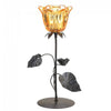 Candle Holder - Single Amber Flower