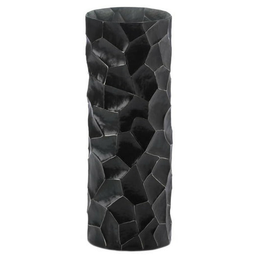 Metal Vase Black Hammered Sheet