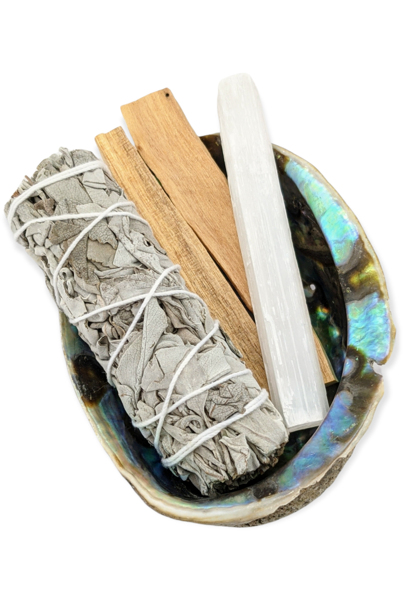 Sage smudge kit with abalone shell and selenite stick - Home protection & Cleaning