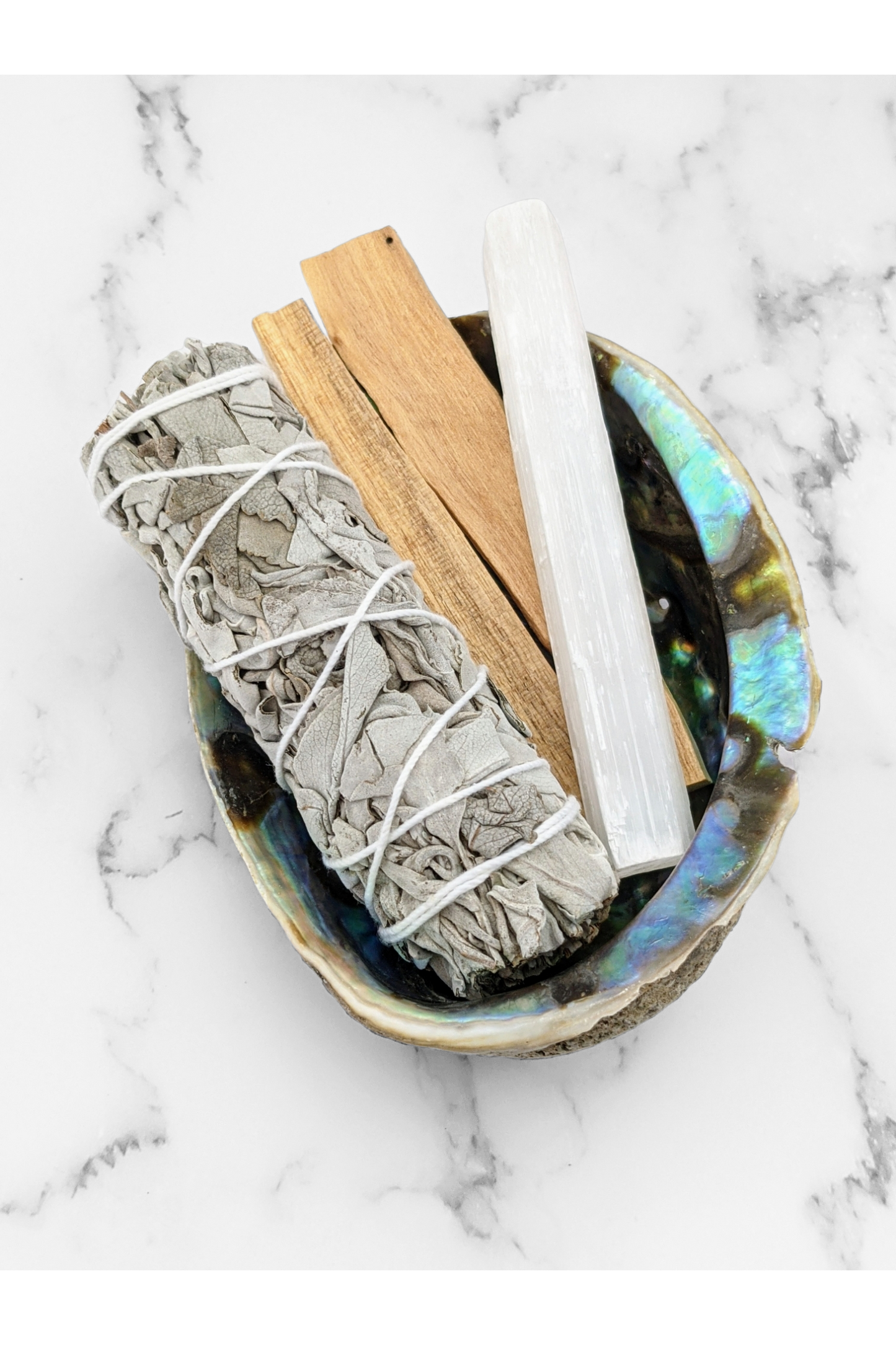 Sage smudge kit with abalone shell and selenite stick - Home protection & Cleaning